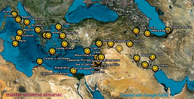 A map showing places Jesus visited in his lifetime